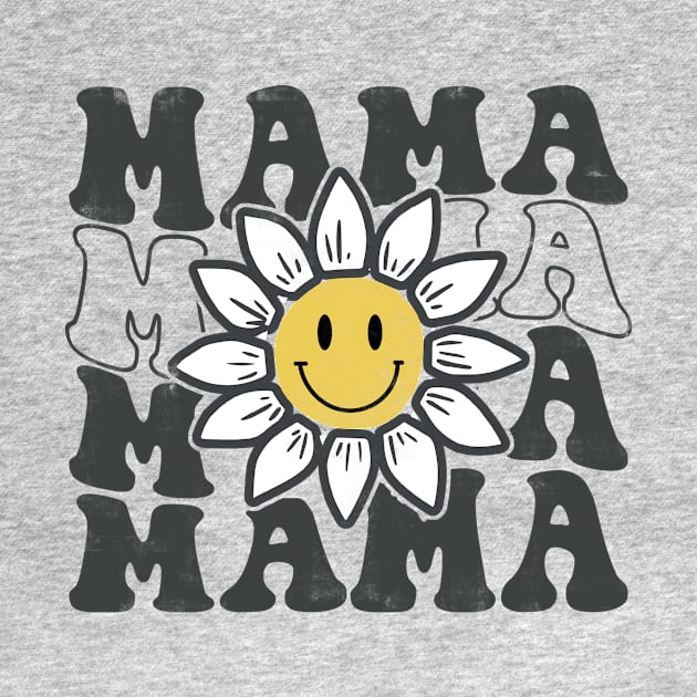 Womens Minimal Happy Face Mama Sunflower Smile Face Trendy by CreativeSalek